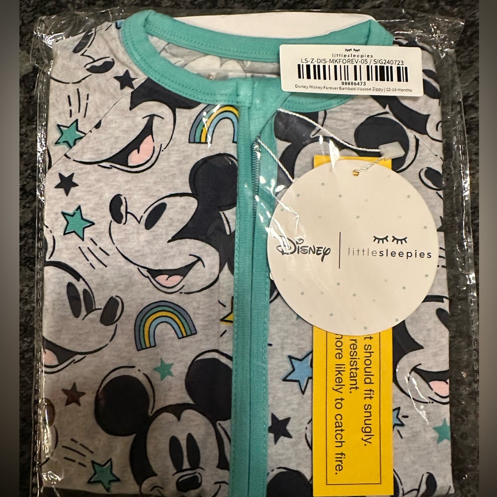 Little Sleepies Mickey Mouse Forever 12-18 month zippy